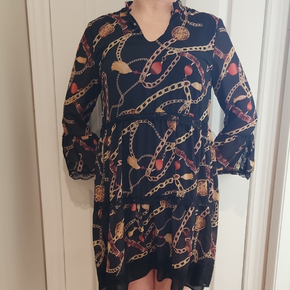 MiLady Chic Black Chain Print Dress